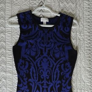 Bisou Bisou Black and Blue Patterned Knit Dress